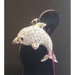 Platinum Plated Cubic Zirconia Dolphin Pin